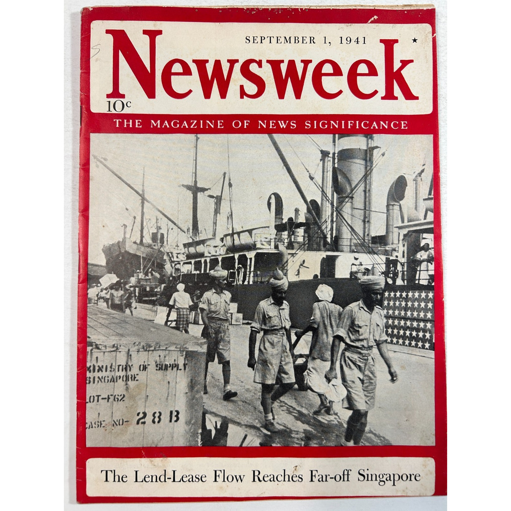 NEWSWEEK September 1 1941 WWII Lend Lease Singapore Eastern Front Map Stalin Dam